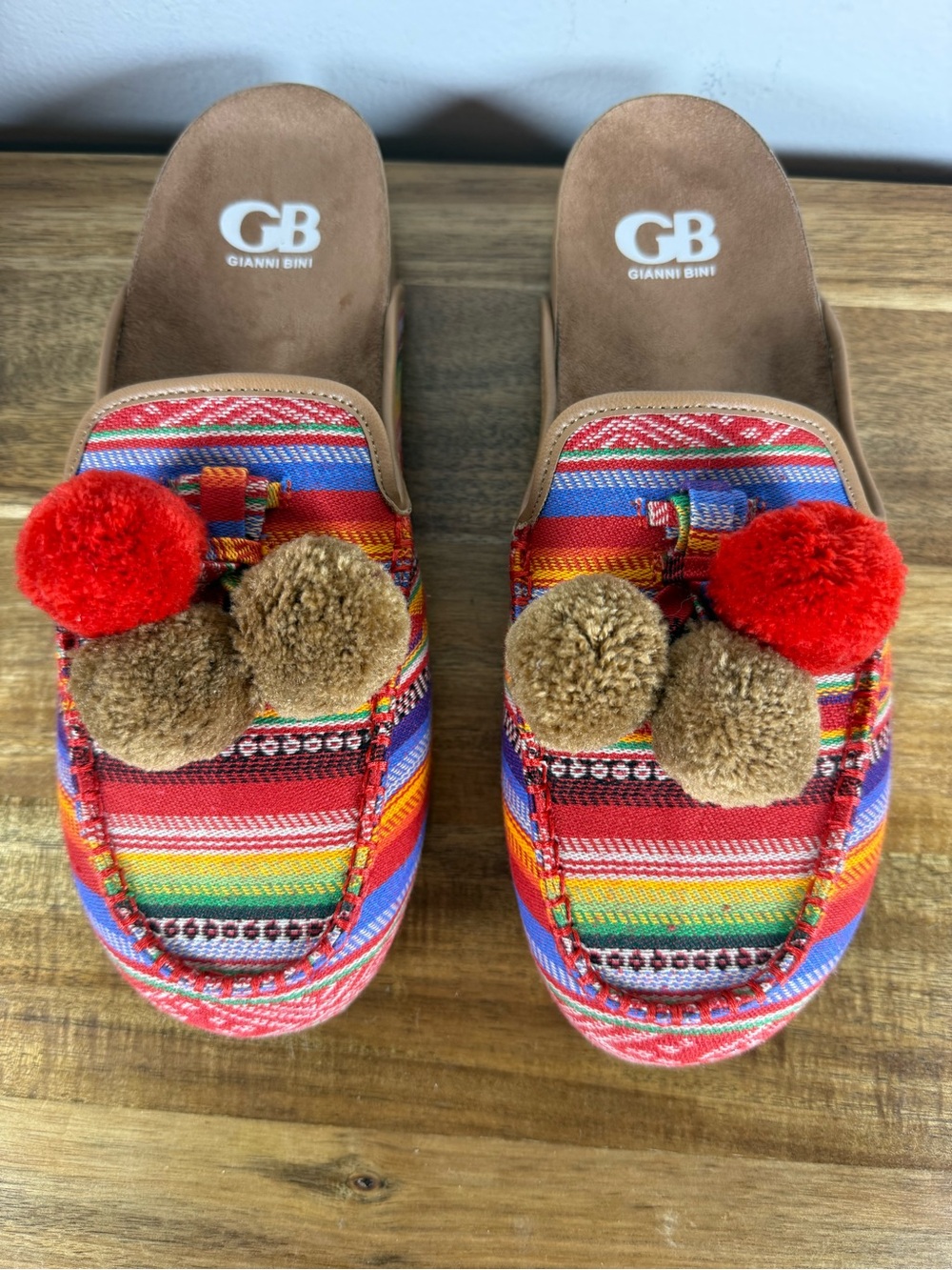 Gianni Bini Colorful Pom-Pom Mule Clogs Size 8.5 NWT
